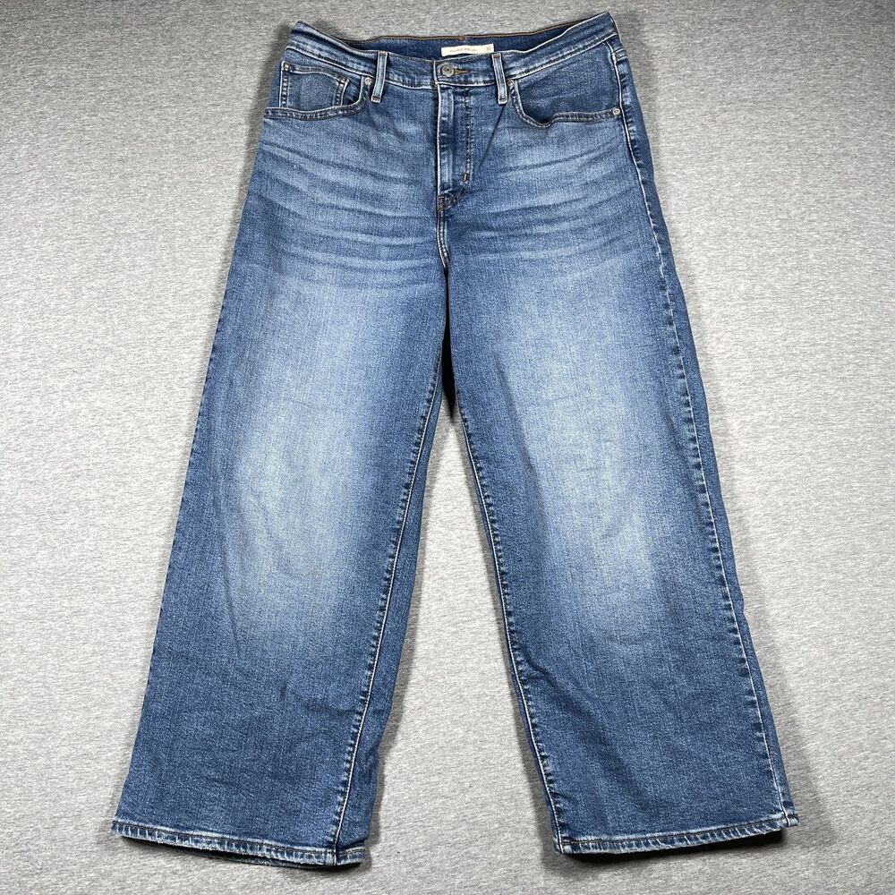 Levi's Jeans Womens 30 Blue High-Rise Wide Leg Relaxed Medium Wash Whiskered